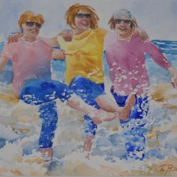Dancing in the Waves 8"x10" watercolor