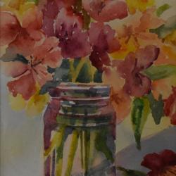 Jar Full of Posies, watercolor on cold press paper