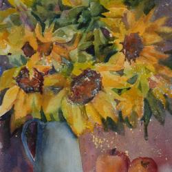 Sunshine in a Blue Pitcher 8"x11" watercolor 
